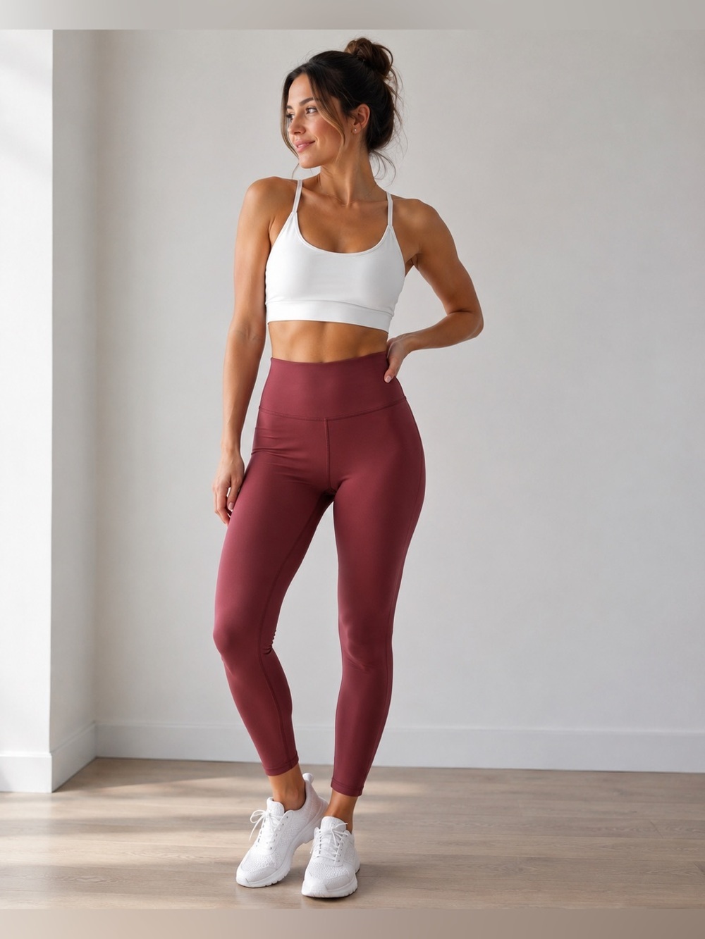 CRZ YOGA High Waisted Leggings Women’s Small (US 4/6) Burgundy 28” Yoga Athletic